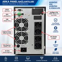 UYGAR ENERJİ TIME 3KVA 6x12V 7AH Akülü ONLİNE 1F/1F LCD Ekranlı 5/10 DK UPS - 3